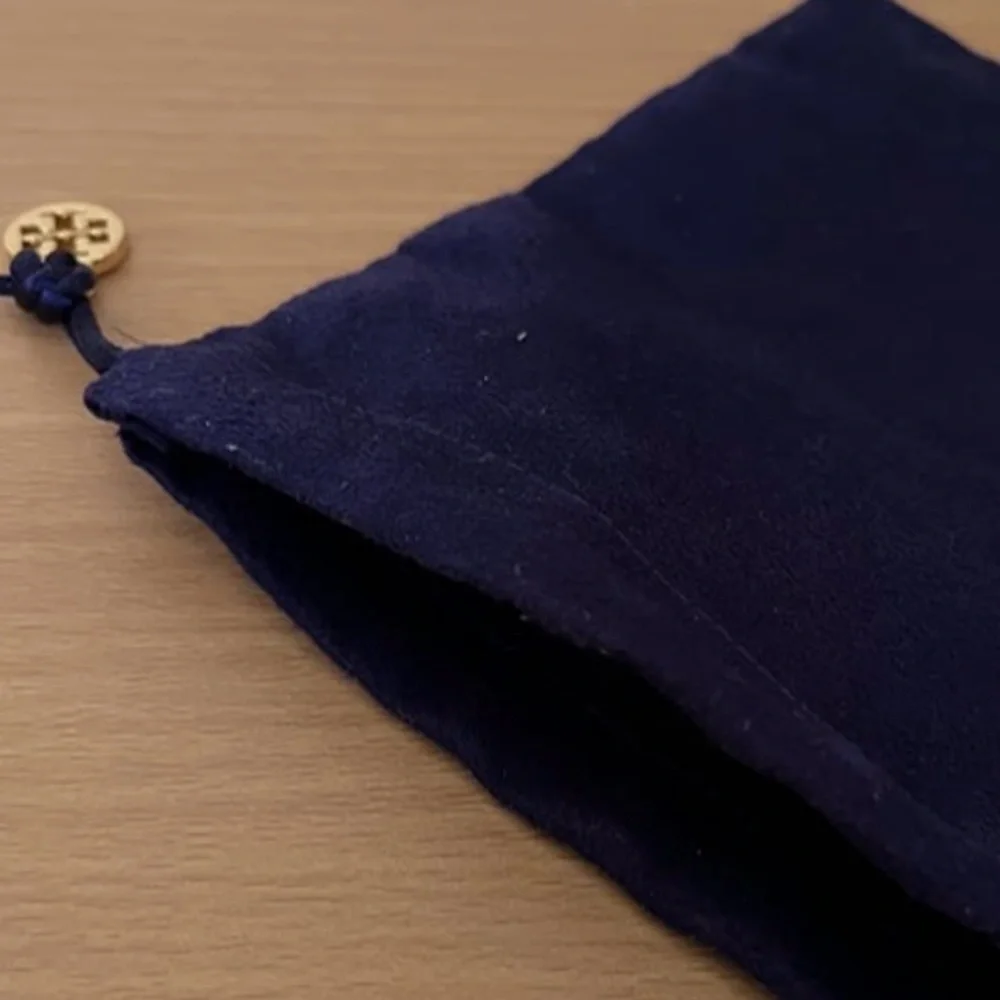 TORY BURCH velvet dust bag, Navy blue and gold logo